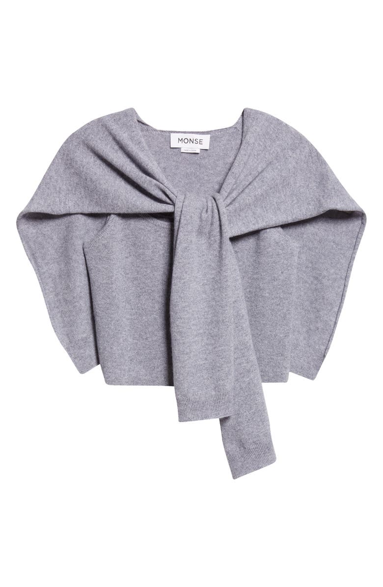 MONSE Tie Scarf Cashmere Camisole Sweater, Alternate, color, Grey