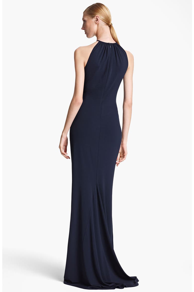 Matte Jersey Halter Gown, Alternate, color, MIDNIGHT