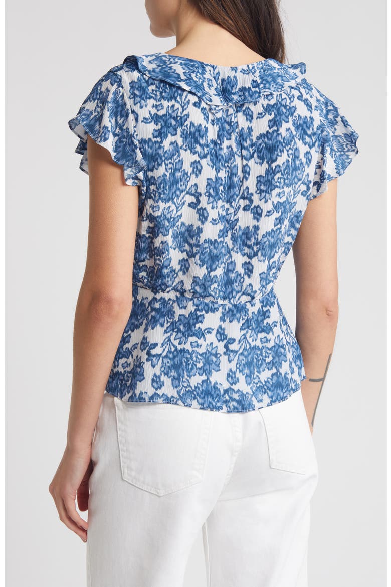 Carmine Floral Flutter Sleeve Top, Alternate, color, CHAMBRAY FLORAL