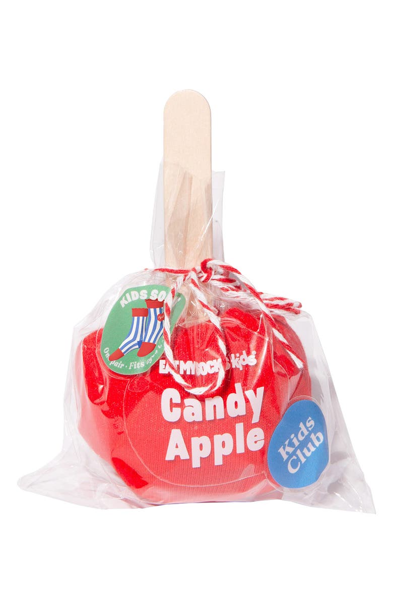 doiy Kids' Candy Apple 3D Crew Socks, Alternate, color, Blue/ Red