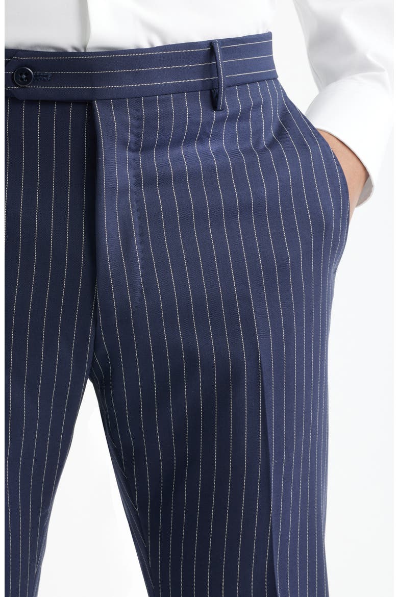 Noah Pinstripe Wool Blend Dress Pants, Alternate, color, NAVY
