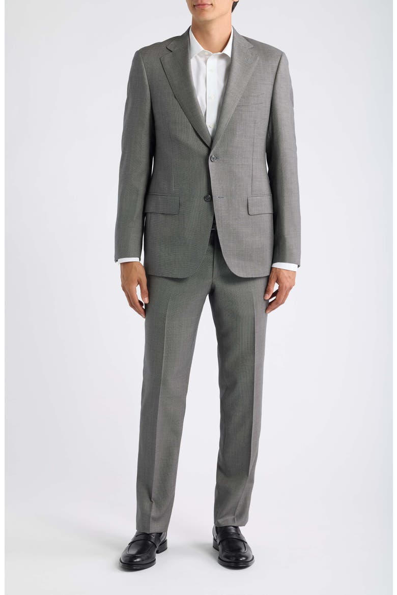 Black & White Bird's Eye Wool Suit, Main, color, BLACK/WHITE