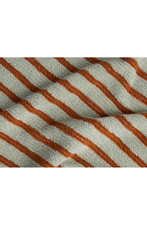 Parachute Resort Stripe Organic Cotton Towel In Sage With Russet