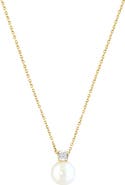 EFFY 14K Yellow Gold 8.5mm Freshwater Pearl & Diamond Pendant Necklace - 0.04ct.