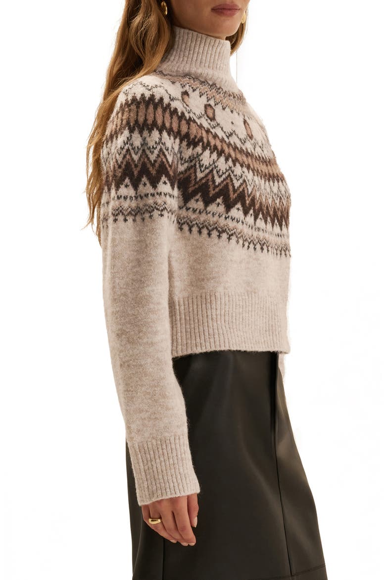 The Chalet Fair Isle Turtleneck Sweater, Alternate, color, CREAM/ ESPRESSO MUL
