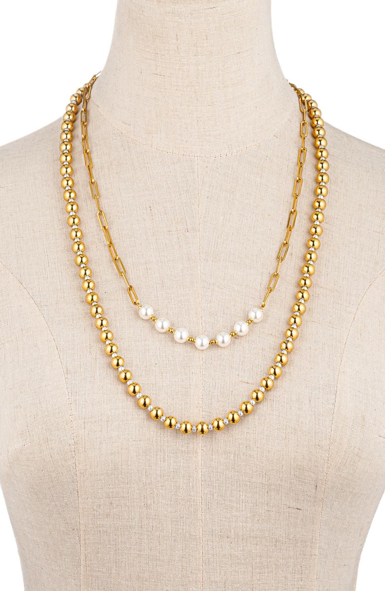 EYE CANDY LOS ANGELES Men's Set of 2 Beaded Necklaces, Alternate, color, Gold