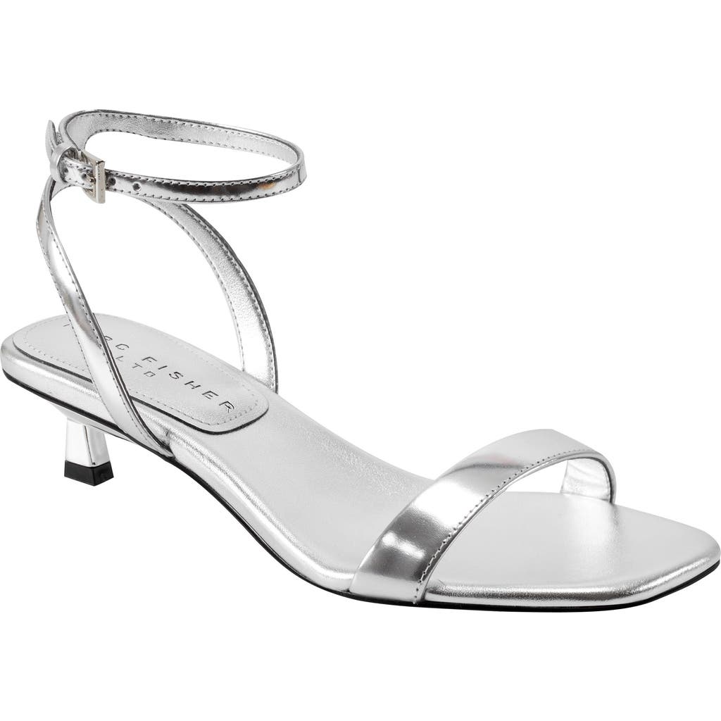 Marc Fisher Ltd Alona Ankle Strap Kitten Heel Sandal In Silver