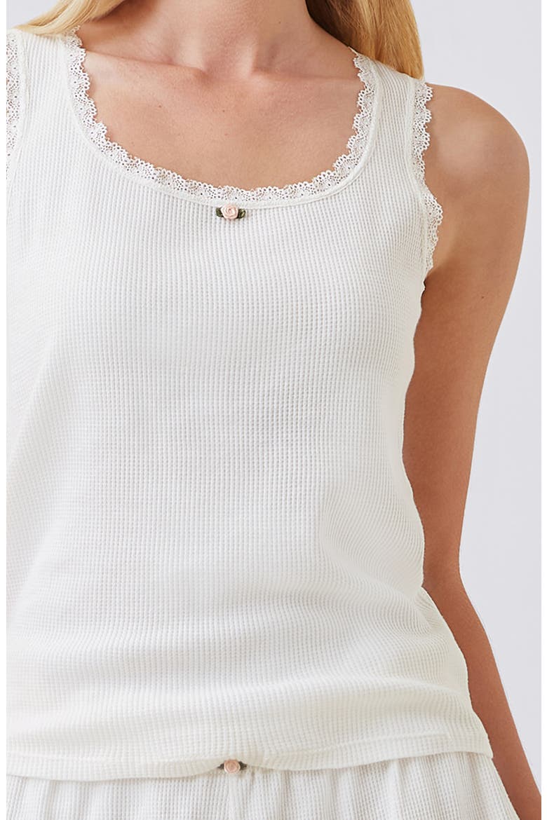 Claire Waffle Knit Short Pajamas, Alternate, color, ECRU