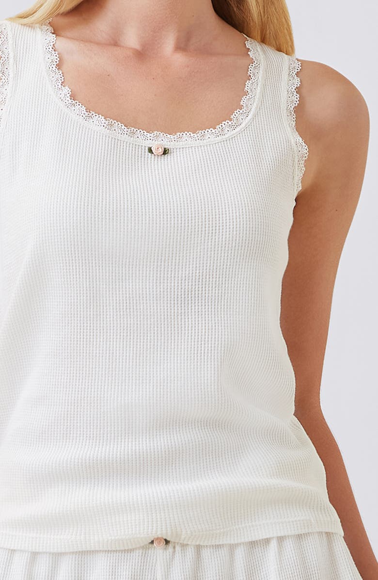 Papinelle Claire Waffle Knit Short Pajamas, Alternate, color, Ecru