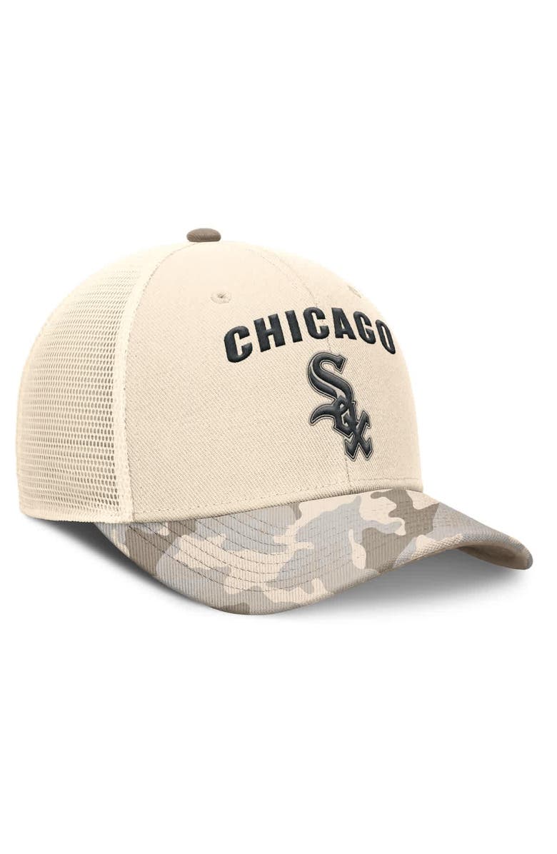 Nike Men's Nike Natural Chicago White Sox Camo Natural Pack Rise Adjustable Trucker Hat, Alternate, color, Natural