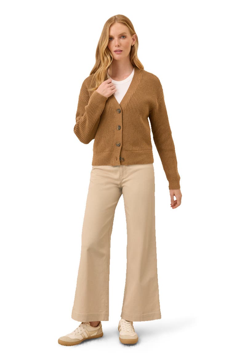 Luxe Knit Cropped Cardigan, Main, color, Brown Sugar Heather