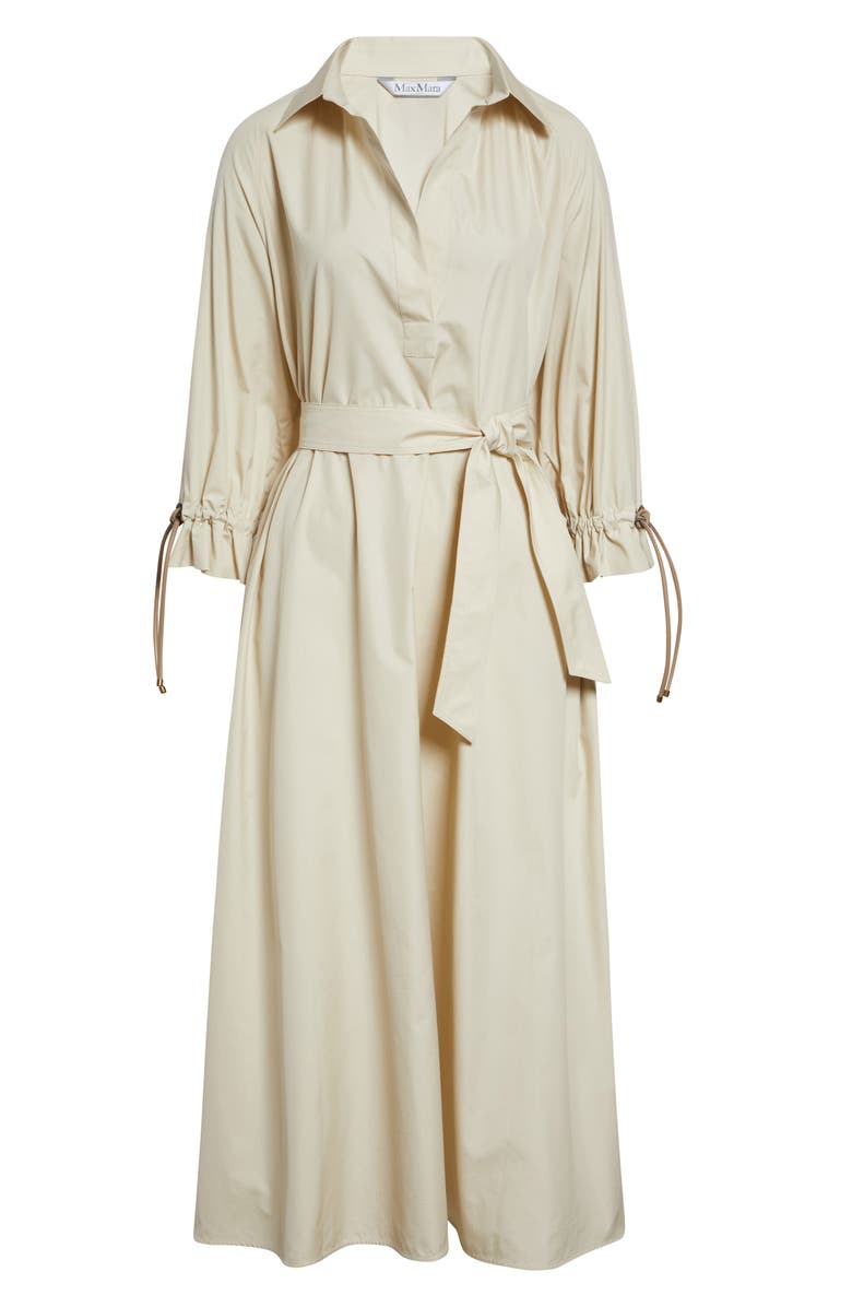 Max Mara Mirto Oversize Belted Cotton Poplin Shirtdress, Main, color, Beige