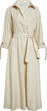 Max Mara Mirto Oversize Belted Cotton Poplin Shirtdress