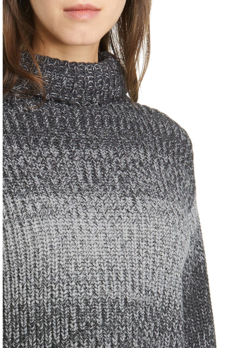 Beau Stripe Distressed Cotton Turtleneck Sweater, Alternate, color, HEATHER VAPE