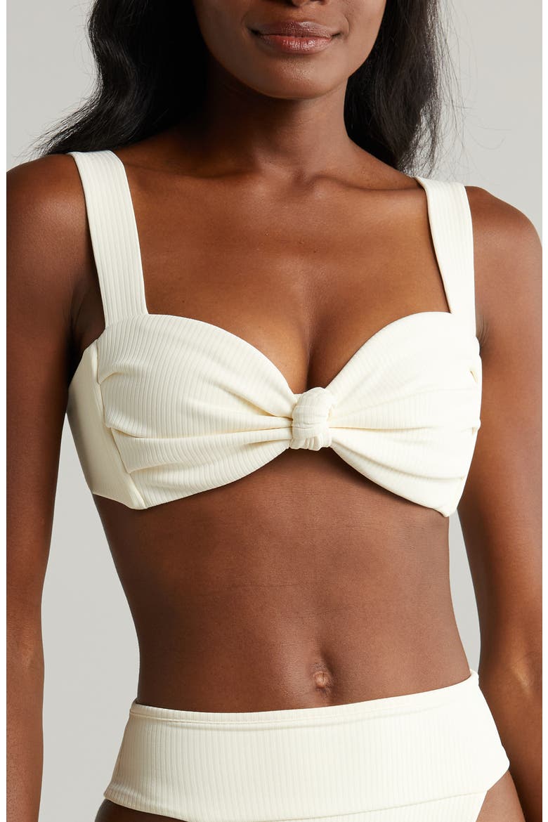 Hayden Knotted Rib Bikini Top, Main, color, CREAM RIB