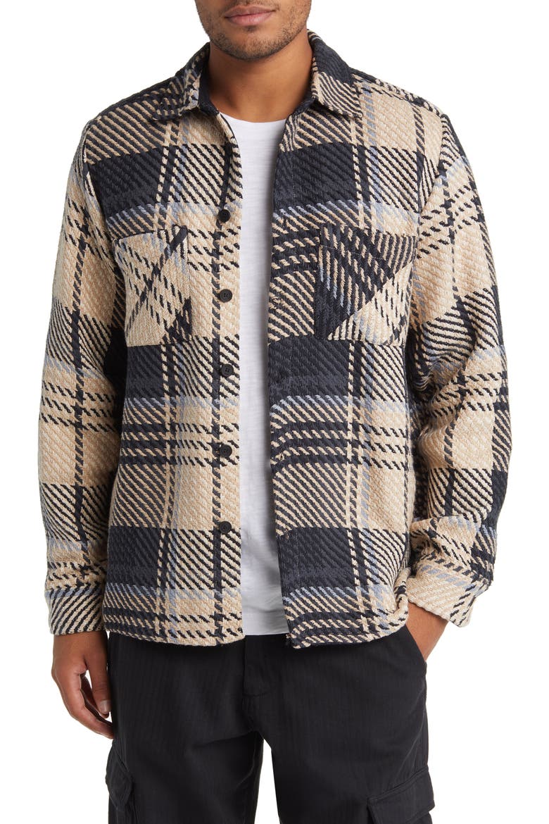 Whiting Marine Beatnik Button-Up Overshirt, Main, color, BLACK/ ECRU