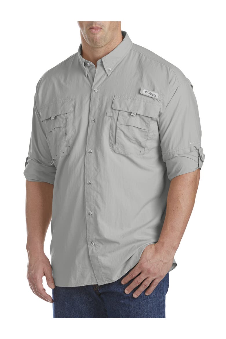 Big & Tall PFG Bahama II Long-Sleeve Sport Shirt, Alternate, color, COOL GREY
