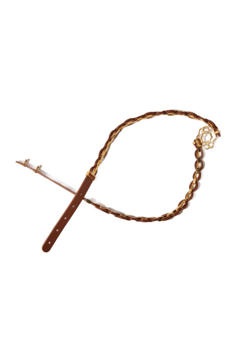 maje Leather belt with links, Alternate, color,