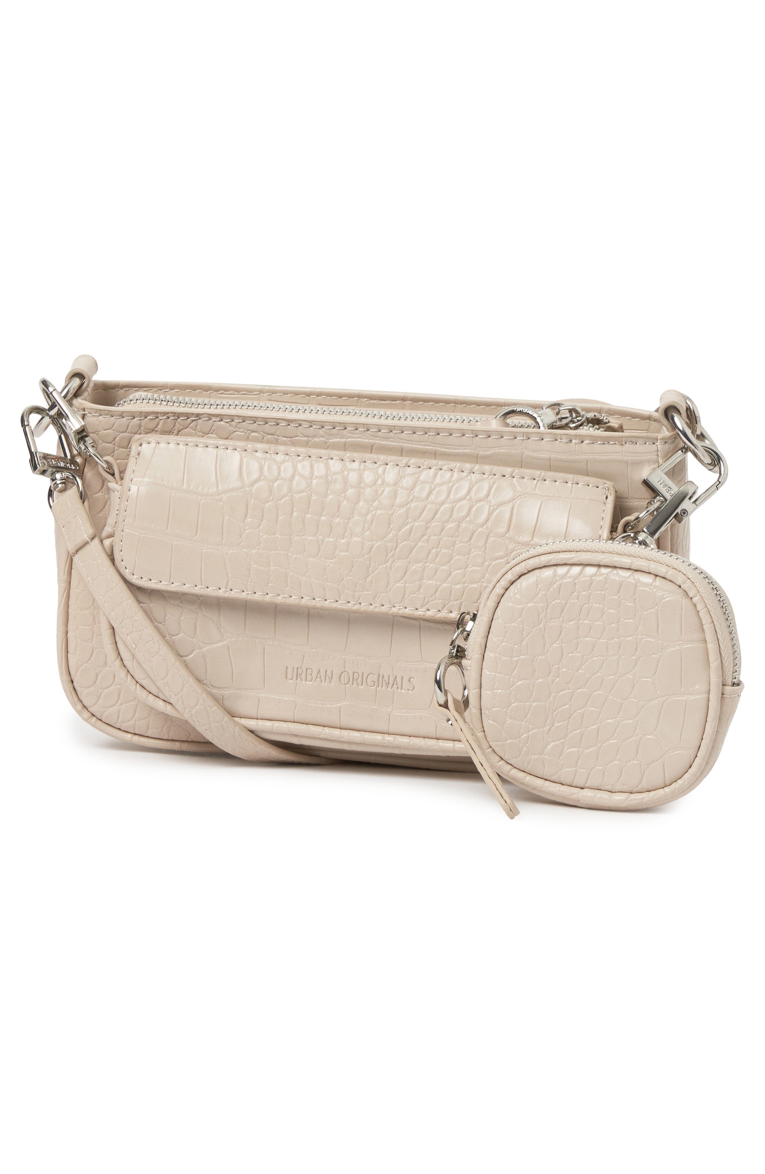 A Little Crazy Croc Shoulder Bag, Alternate, color, CREAM