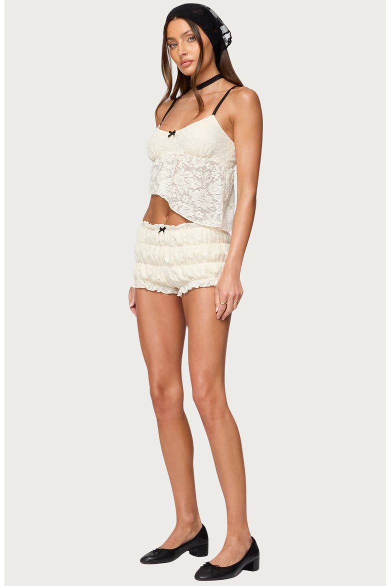 Este Textured Lace Asymmetric Hem Top, Alternate, color, CREAM