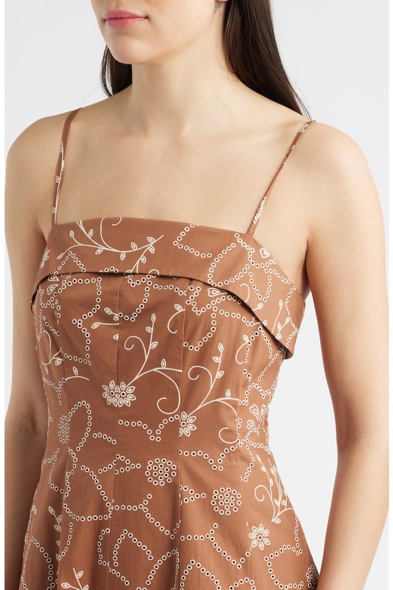 Embroidery Print Cotton Dress, Alternate, color, MOCHA
