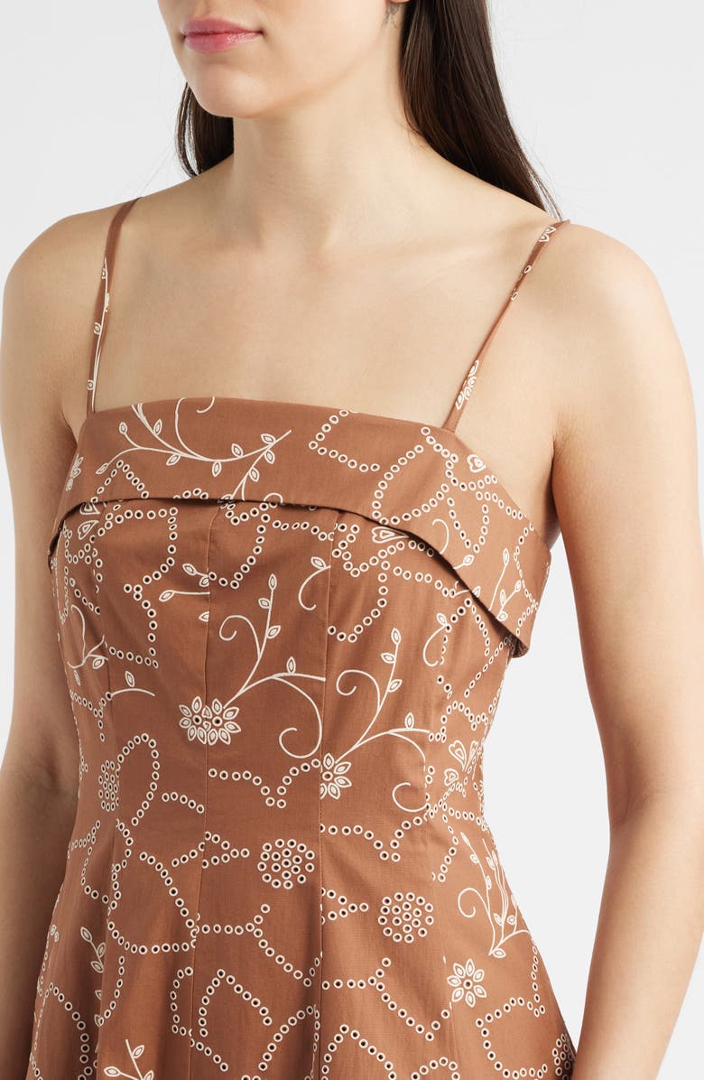 Sam Edelman Embroidery Print Cotton Dress, Alternate, color, Mocha