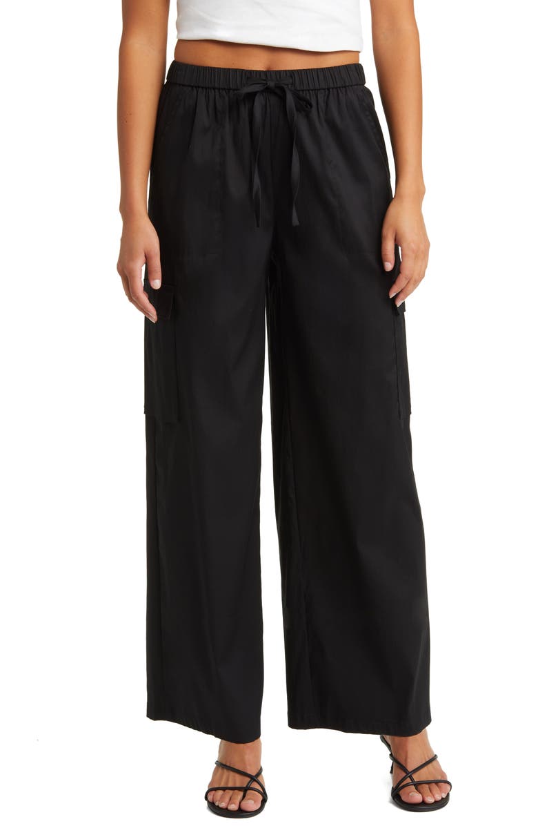 Open Edit Cotton Blend Drawstring Cargo Pants, Main, color,