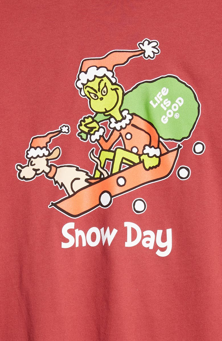 LIFE IS GOOD Men's Grinch & Max Snow Day Crewneck Cotton Graphic Tee, Alternate, color, 