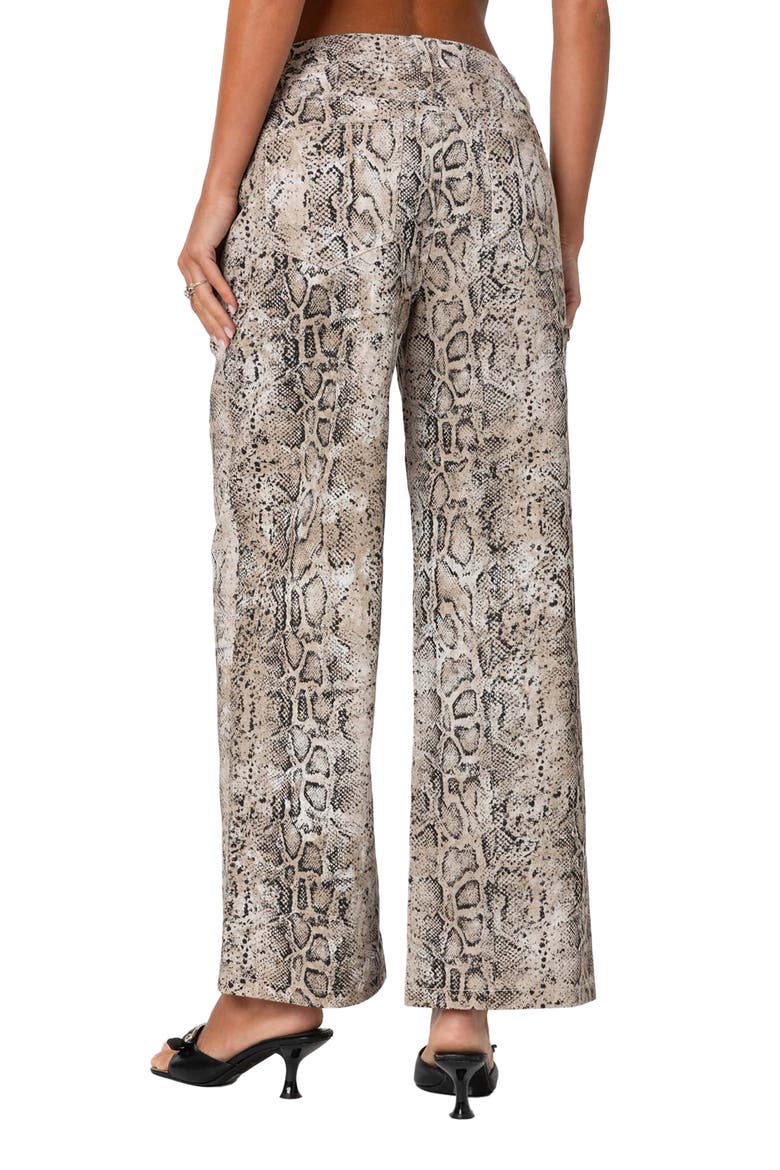 Snakeskin Print Low Rise Wide Leg Jeans, Alternate, color, MIX
