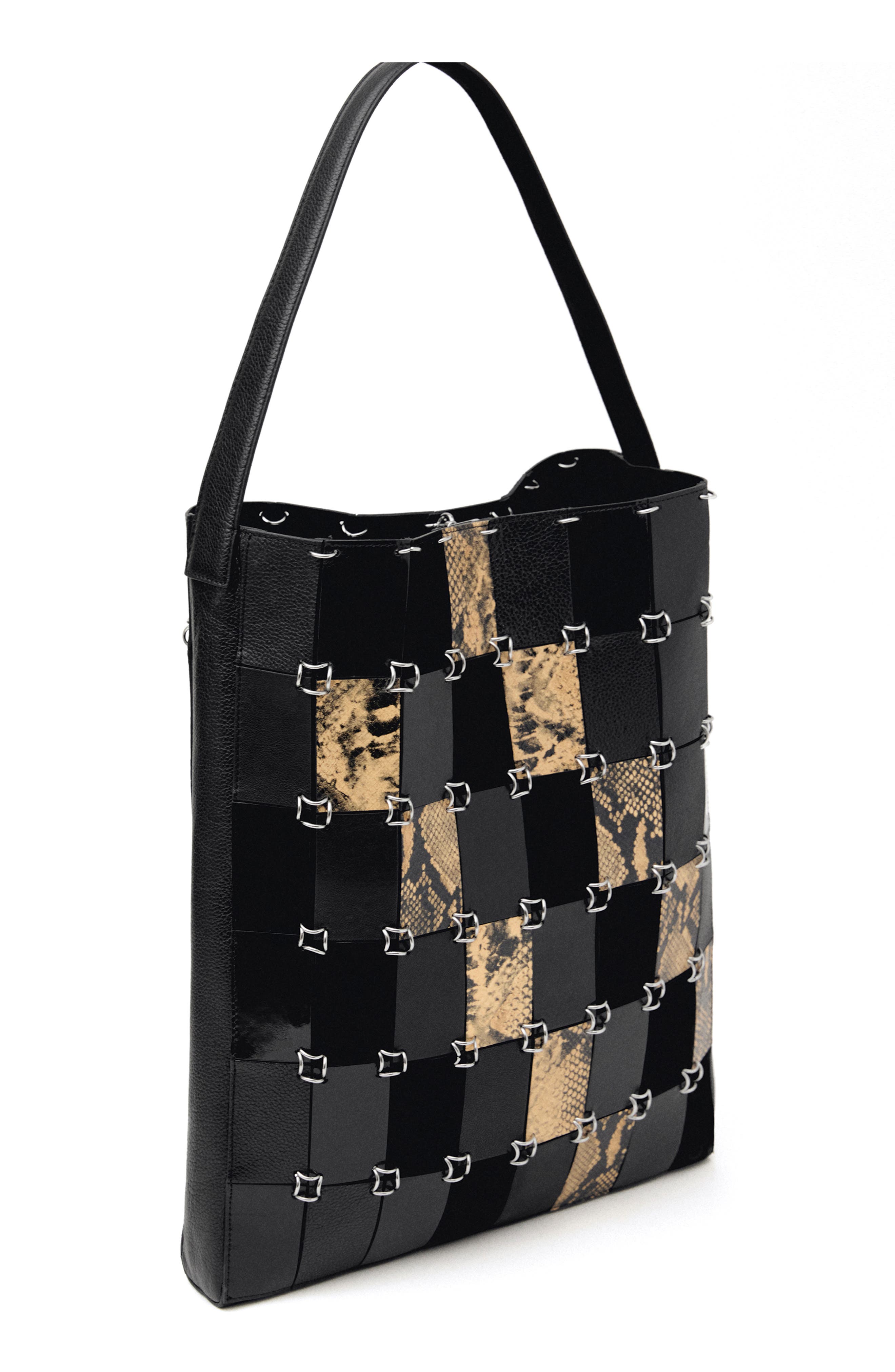 MANGO Patchwork Leather Shoulder Bag, Alternate, color, 