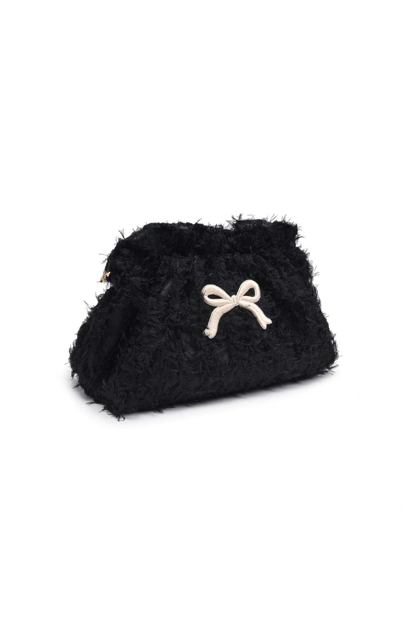 Fluffette Cosmetic & Travel Organizer Pouch, Alternate, color, Black Cream