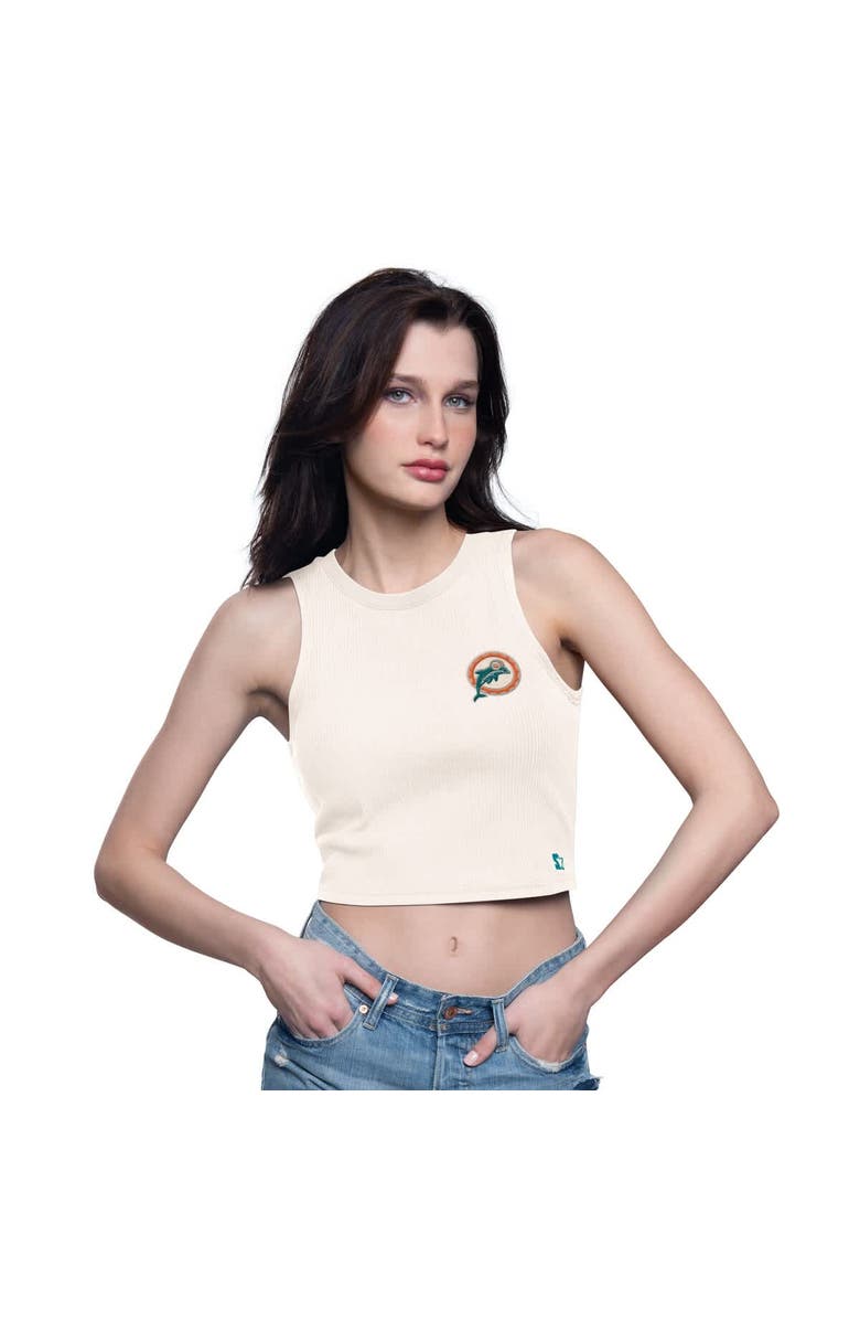 STARTER Women's Starter White Miami Dolphins Show Up Cropped Tank Top, Main, color, White