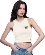 STARTER Women's Starter White Miami Dolphins Show Up Cropped Tank Top