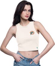 STARTER Women's Starter White Miami Dolphins Show Up Cropped Tank Top