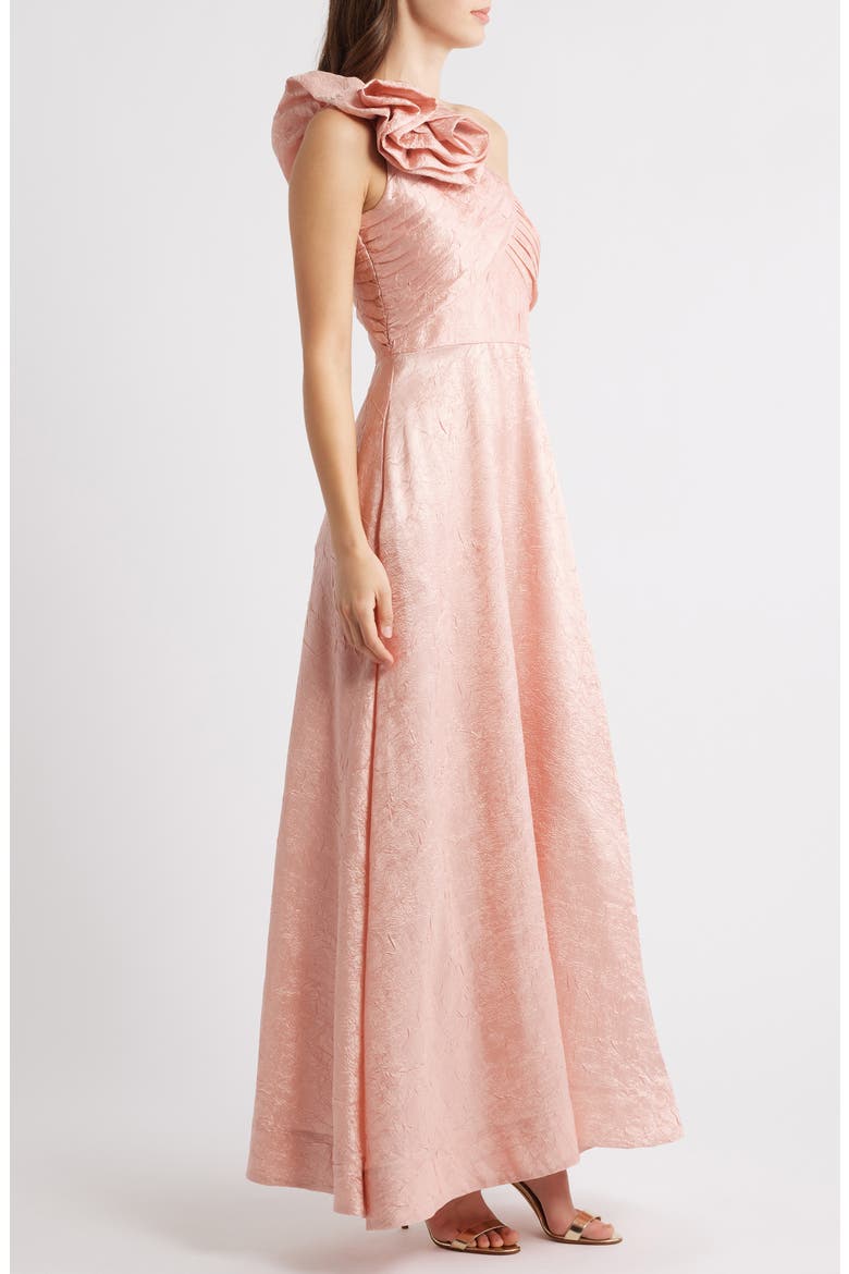 Rosette One-Shoulder Ball Gown, Alternate, color, ROSE