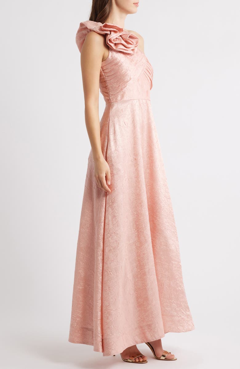 Tahari ASL Rosette One-Shoulder Ball Gown, Alternate, color, Rose