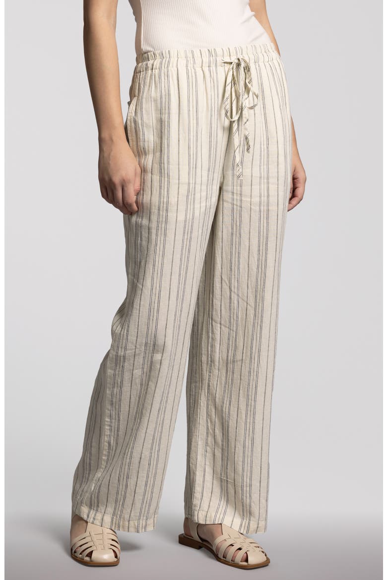 Elise Stripe Linen Blend Drawstring Pants, Alternate, color, IVORY