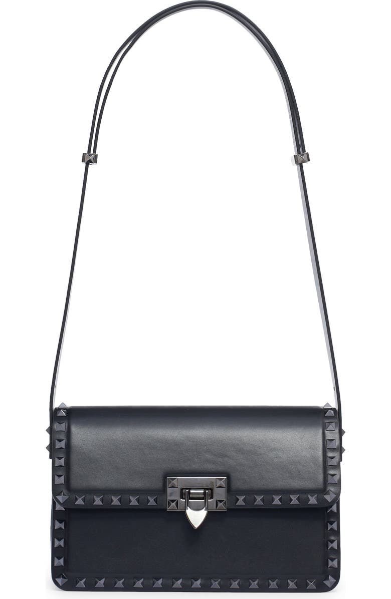Valentino Garavani Rockstud23 Leather Shoulder Bag, Alternate, color, Nero