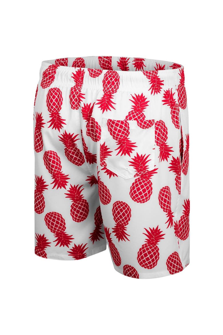 Men's Colosseum White/Scarlet Ohio State Buckeyes Pineapple Swim Shorts, Alternate, color, White