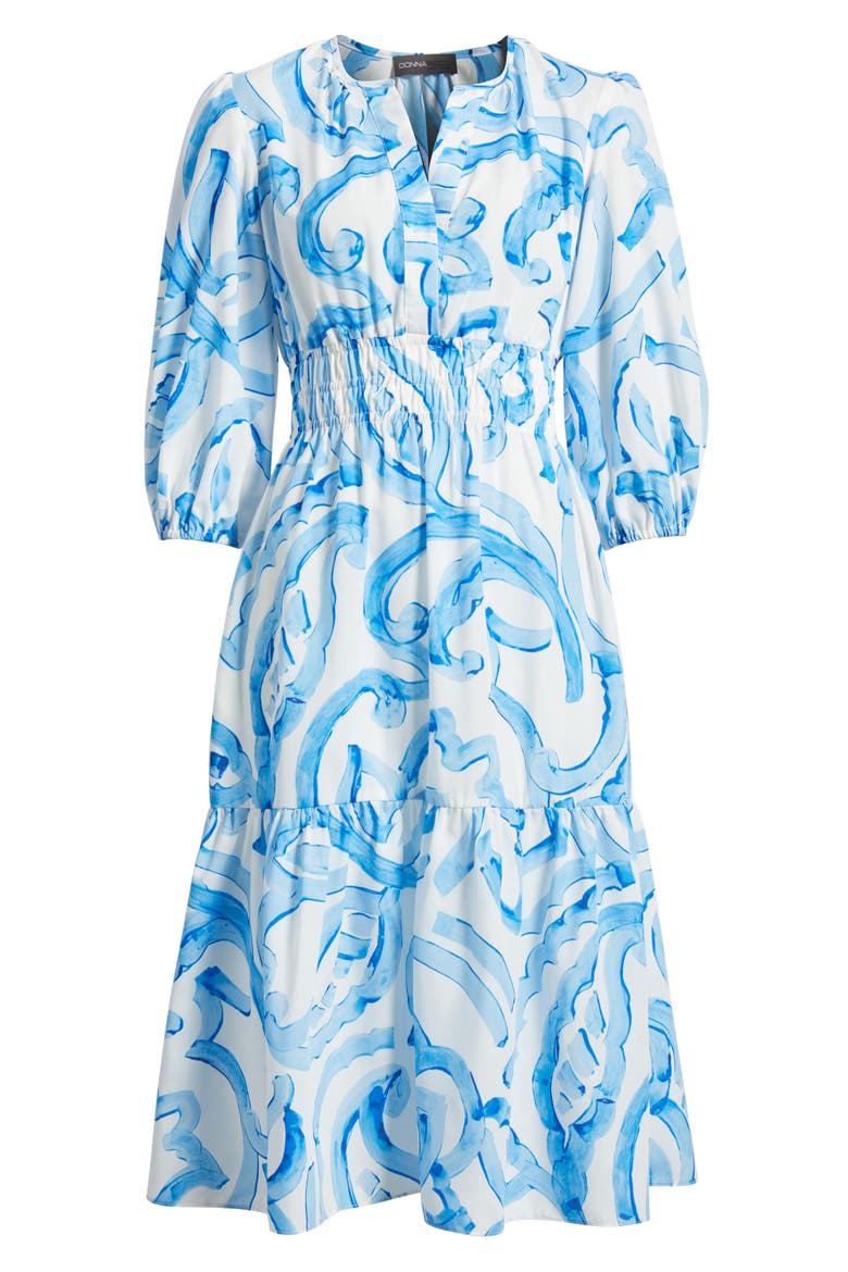 Abstract Print Midi Dress, Alternate, color, BLUE IVORY
