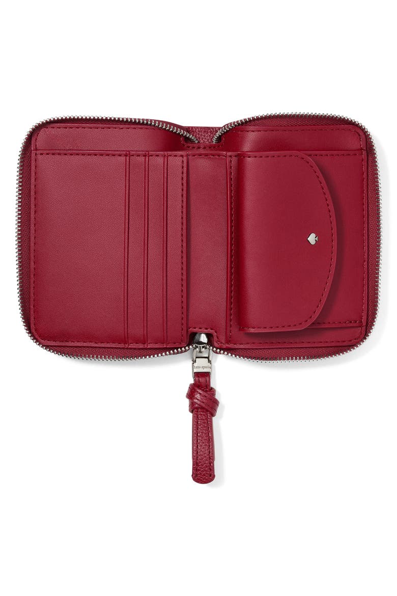 loop small pebbled leather zip wallet, Alternate, color, RED JAM