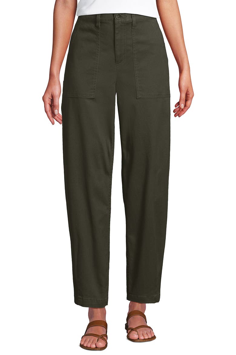 High Rise Barrel Leg Chino Pants, Alternate, color, Forest Moss