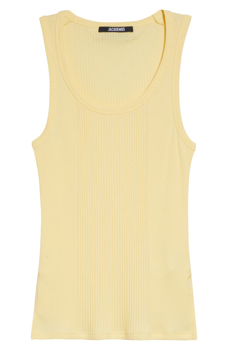 Jacquemus The Rond Carré Rib Cotton Tank, Main, color, Light Yellow