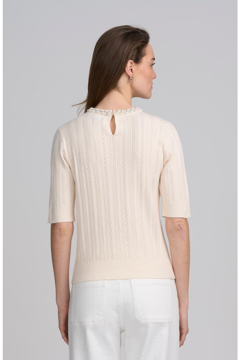 Fine Gauge Embellished Neck Top, Alternate, color, IVORY