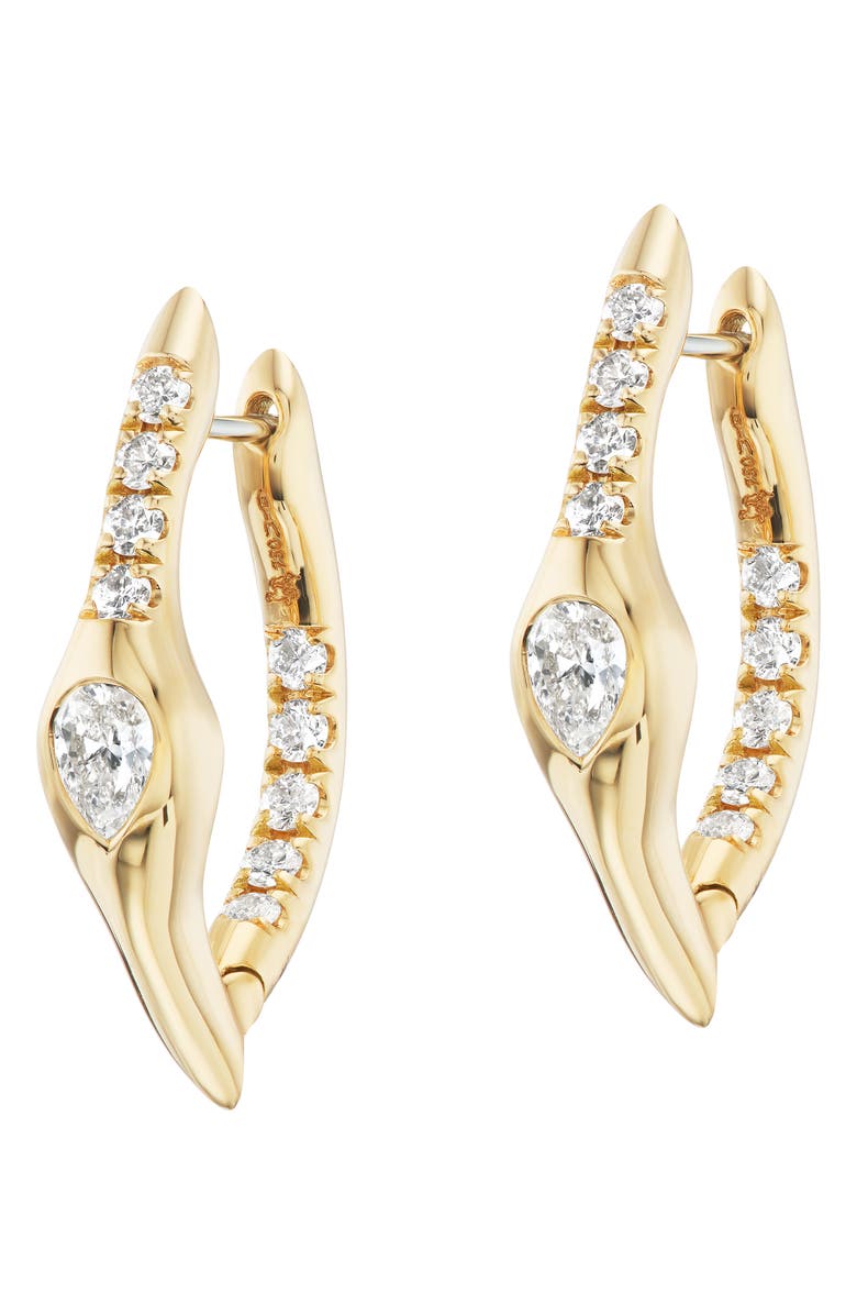 Uniform Object Mini Axle Diamond Hoop Earrings, Main, color, Yellow Gold