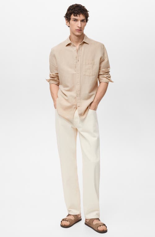 Mango Men's Classic-fit Micro-corduroy Shirt In Sand