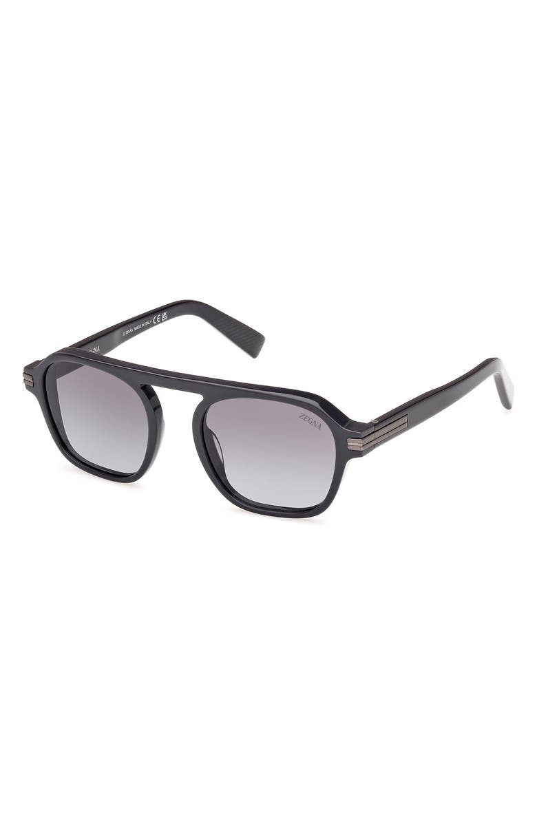 ZEGNA 51mm Round Sunglasses, Alternate, color, 