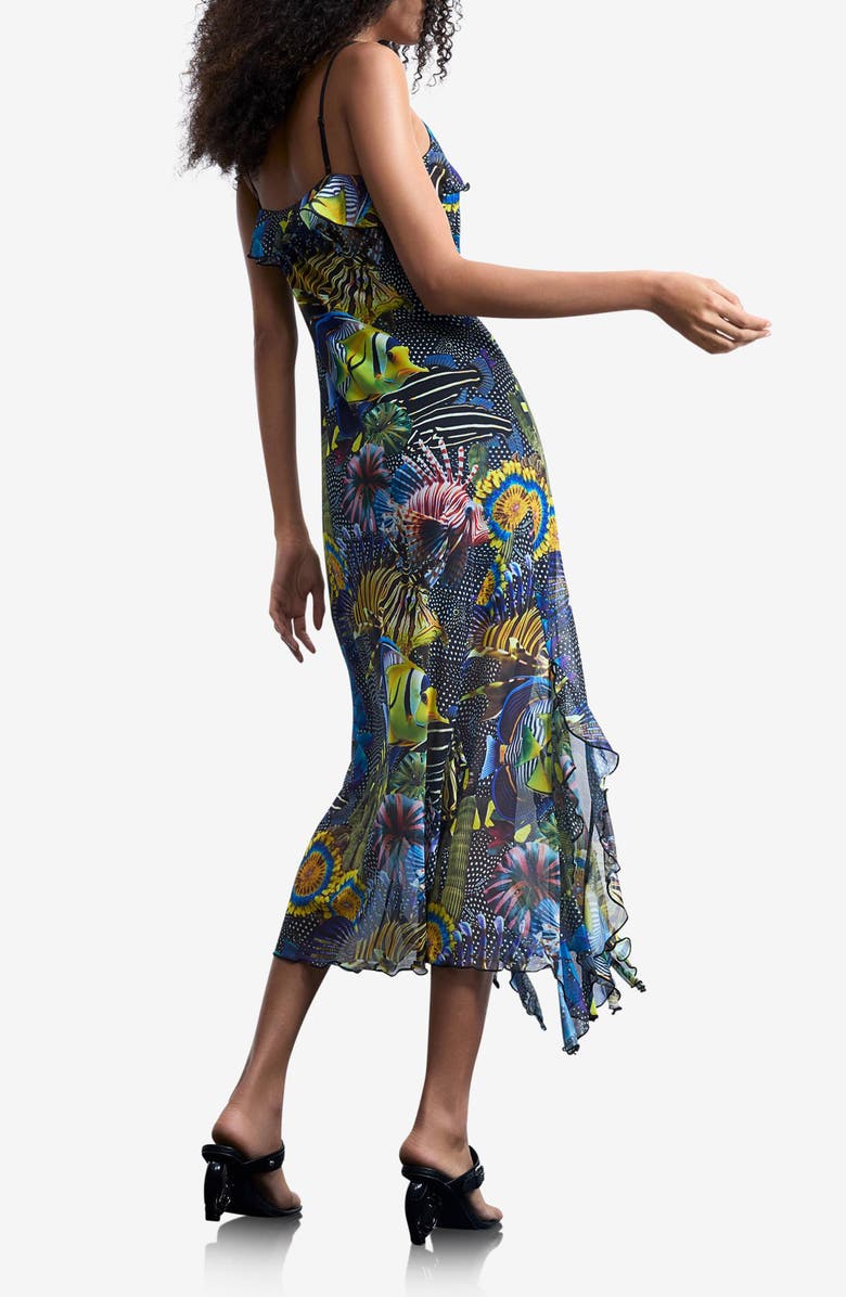 Desigual Print Ruffle Sleeveless Midi Dress, Alternate, color,