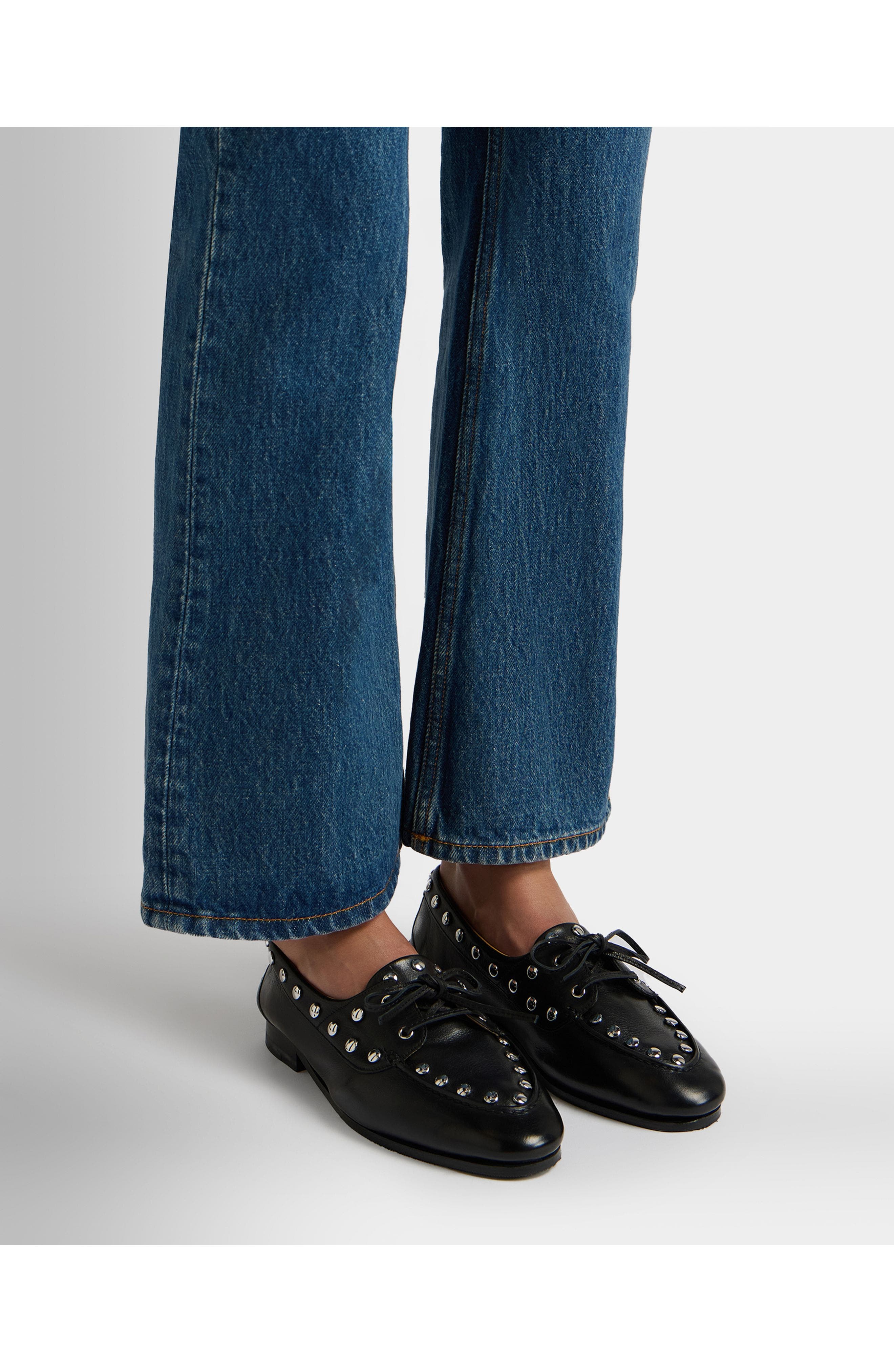 Bally Plume Moccasin in Leather with Studs, Alternate, color, Black