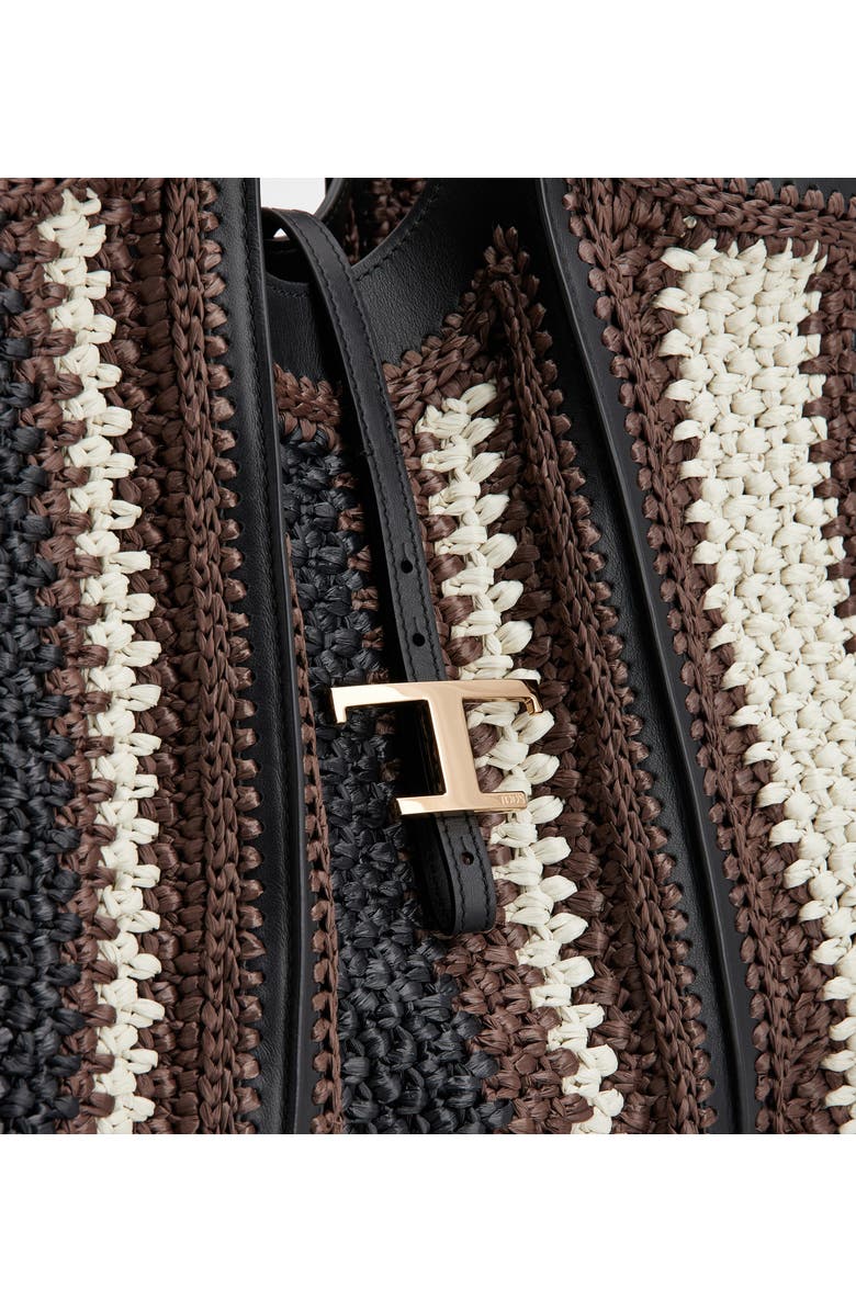 Tod
s Medium T Timeless Crochet Raffia
Leather Shopping Bag, Alternate, color, T.moro/ Nero/ Mastice